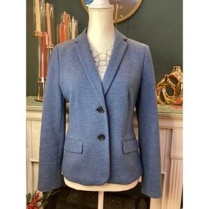 Talbots Petites Blue White Textured Knit Blazer‎ Jacket 8P